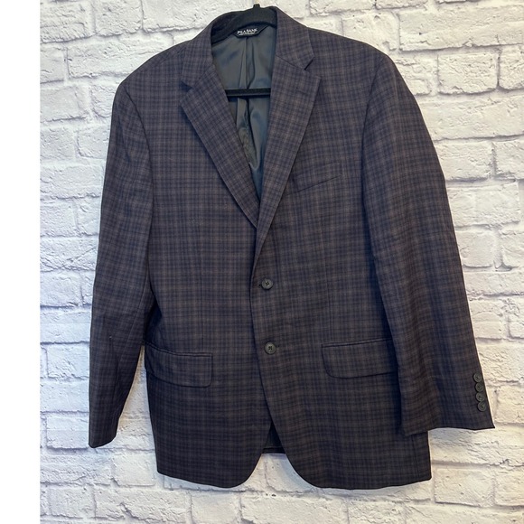 Jos A Bank Traveler Mens 40R Regular Fit Plaid Wool Sport Coat Blazer Jacket - Picture 1 of 8